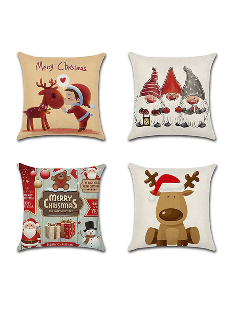 Retro Cartoon Santa Elk Povlečení Na Polštář Domácí Pohovka Měkké Povlaky Na Polštáře Art Decor