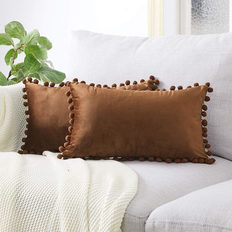 Simple Wind Velvet Ball Hug Povlak Na Polštář Plain Sofa Na Obdélníkový Pas