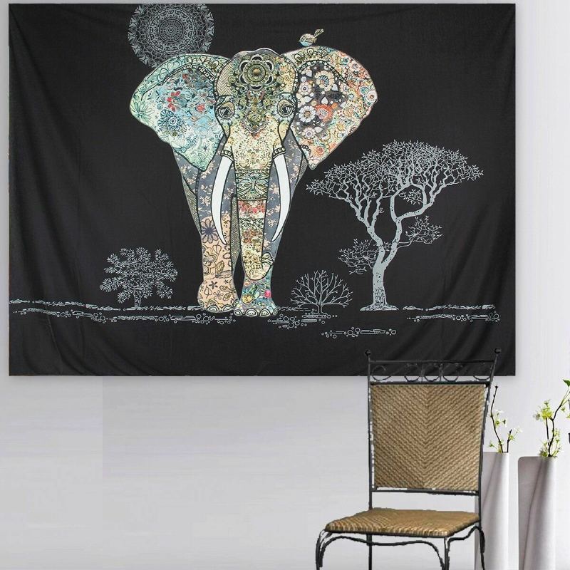 Slon Indický Mandala Plážový Ručník Na Zeď Závěsný Gobelín Bohemian Throw Mat Dorm Cover