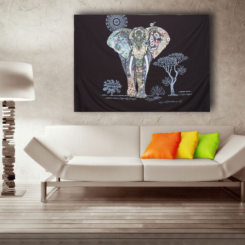 Slon Indický Mandala Plážový Ručník Na Zeď Závěsný Gobelín Bohemian Throw Mat Dorm Cover