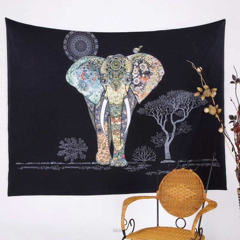 Slon Indický Mandala Plážový Ručník Na Zeď Závěsný Gobelín Bohemian Throw Mat Dorm Cover