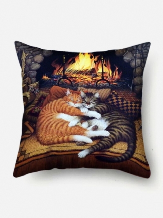 Spící Kočky Vzor Povlečení Na Polštář Domácí Pohovka Art Decor Throw Povlak Na