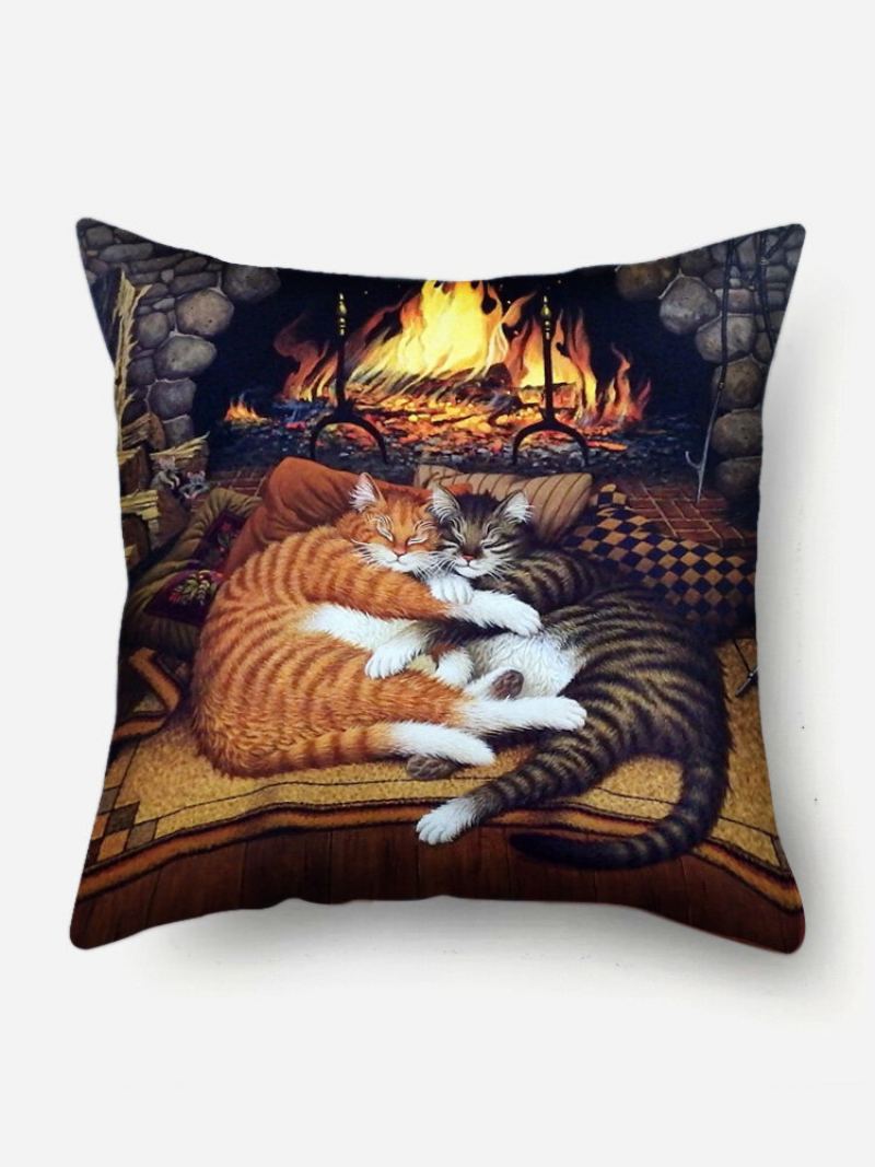 Spící Kočky Vzor Povlečení Na Polštář Domácí Pohovka Art Decor Throw Povlak Na