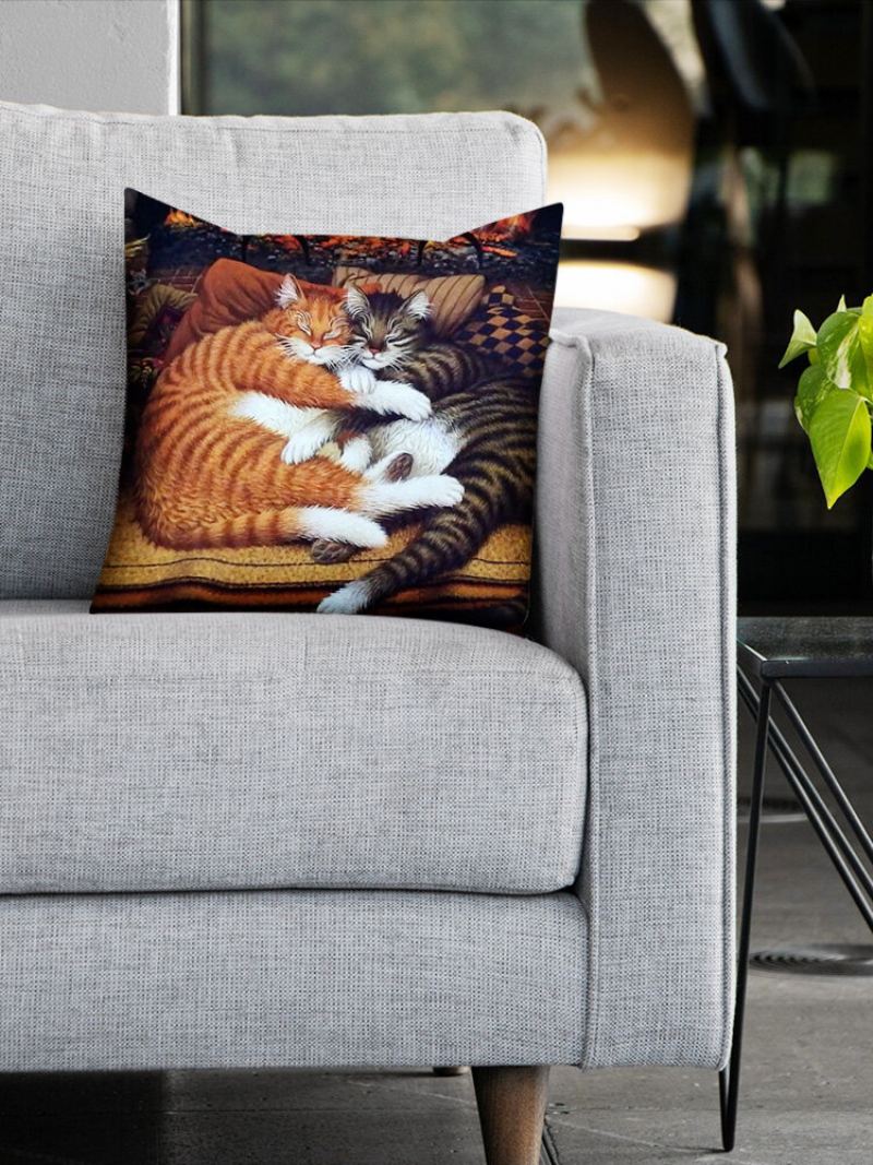 Spící Kočky Vzor Povlečení Na Polštář Domácí Pohovka Art Decor Throw Povlak Na