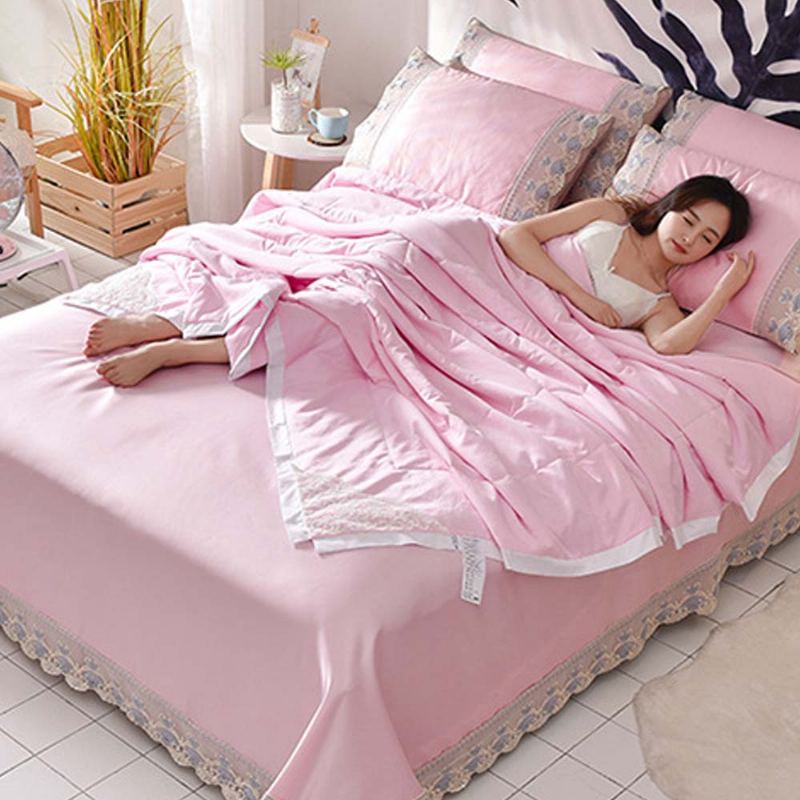 Summer Cool Quilt Sleeping Mat Sada Povlaků Na Polštář Pro Home Design Polyester A Ledový Hedvábný Materiál 3 Ks Nebo 4 Ks Povlečení