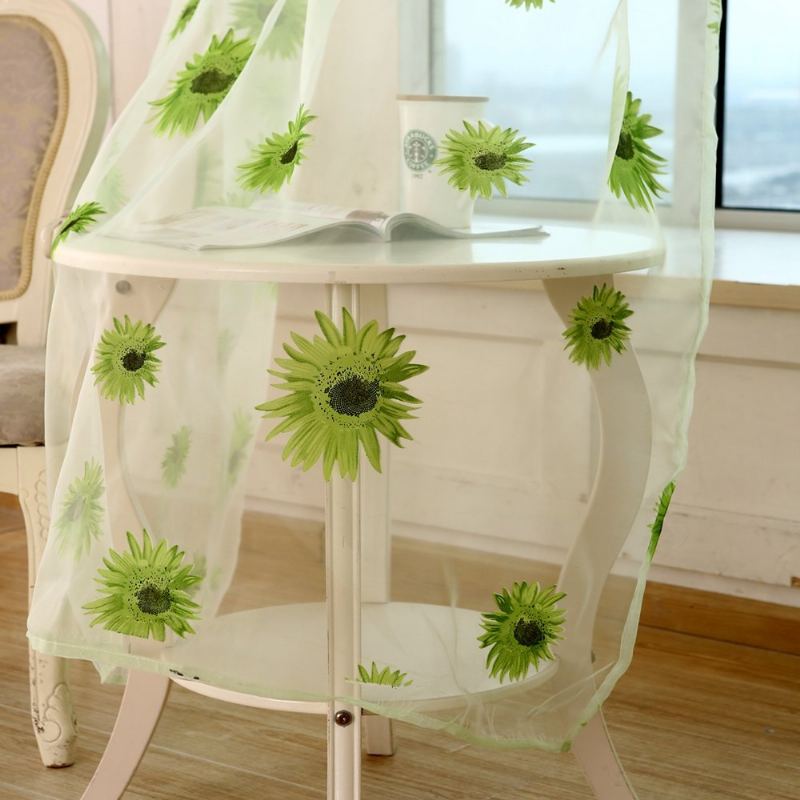 Sun Flower Voile Curtain Transparentní Panel Okenní Přepážka Průhledná Záclona Home Decor