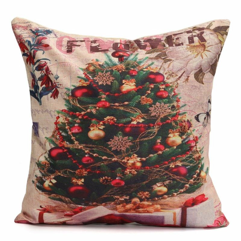 Vánoční Stromeček Sněhuláci Dárek Módní Bavlněné Povlečení Pouzdro Na Polštář Santa Claus Home Decor