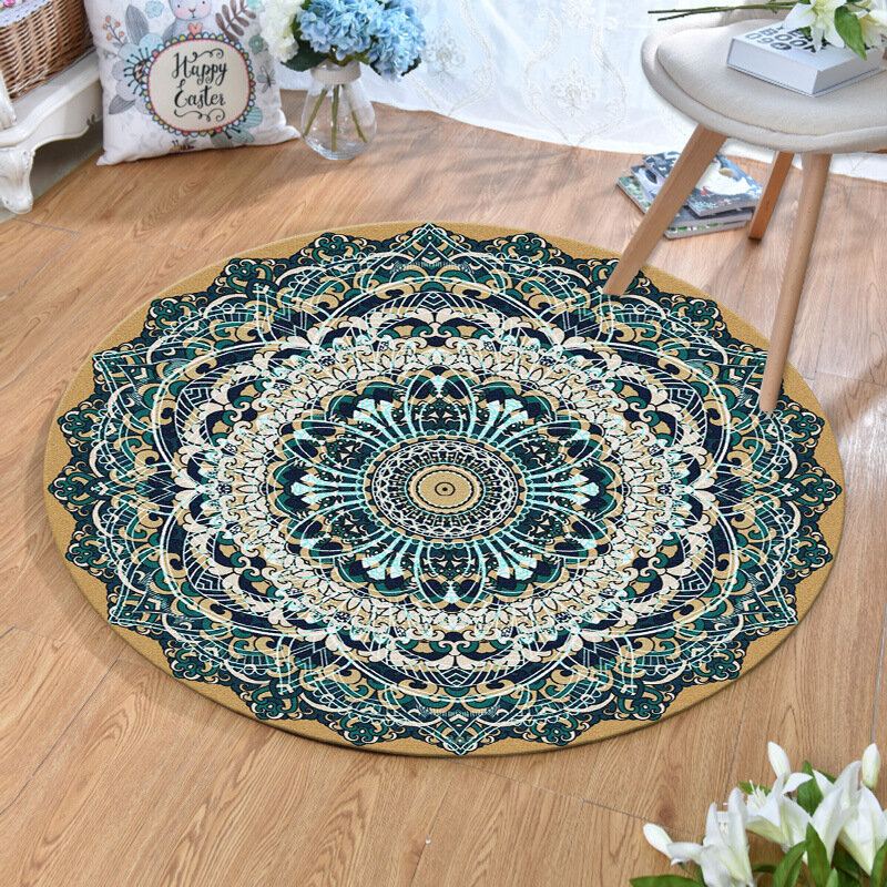 Vintage Turecký Český Mandala Kulatý Tenký Plochý Koberec Domácí Ložnice Omyvatelné Koberce Art Decor