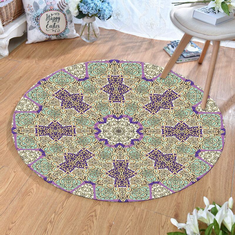 Vintage Turecký Český Mandala Kulatý Tenký Plochý Koberec Domácí Ložnice Omyvatelné Koberce Art Decor