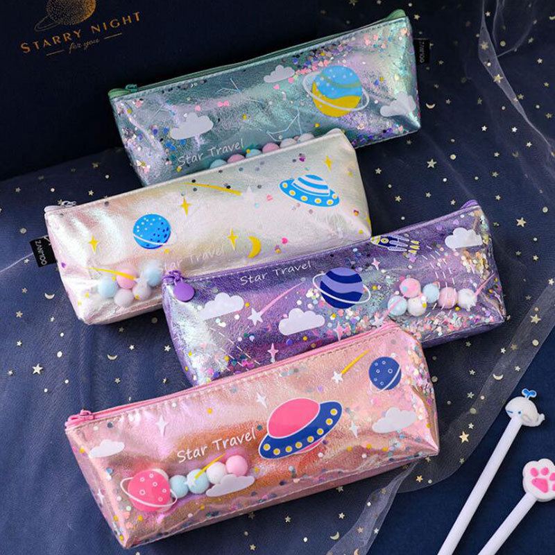 Creative Planet Quicksand Pencil Case Studentská Osobnost Taška Na Psací Potřeby Roztomilá Voděodolná Nádherná Krabička Na Laserová Tužka