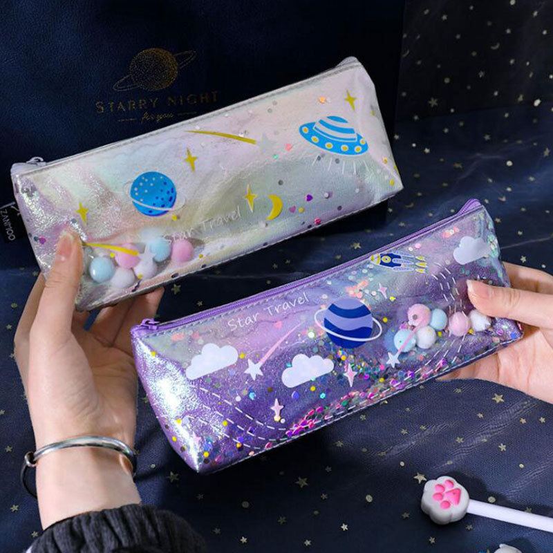 Creative Planet Quicksand Pencil Case Studentská Osobnost Taška Na Psací Potřeby Roztomilá Voděodolná Nádherná Krabička Na Laserová Tužka