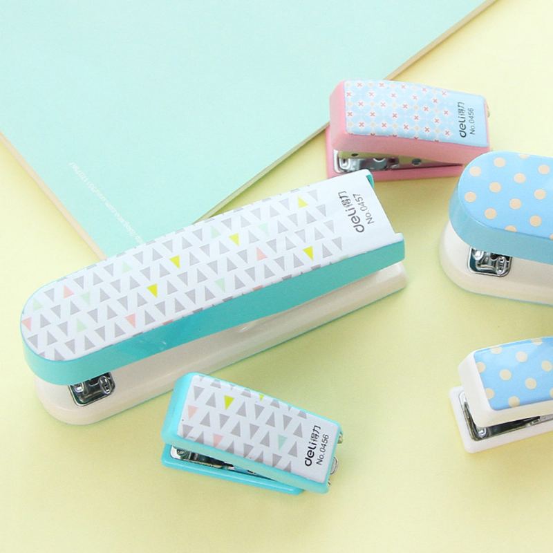 Geometric Mini Student Stapler Barevná Roztomilá Puntíková Stylová Sešívačka Na Psací Potřeby