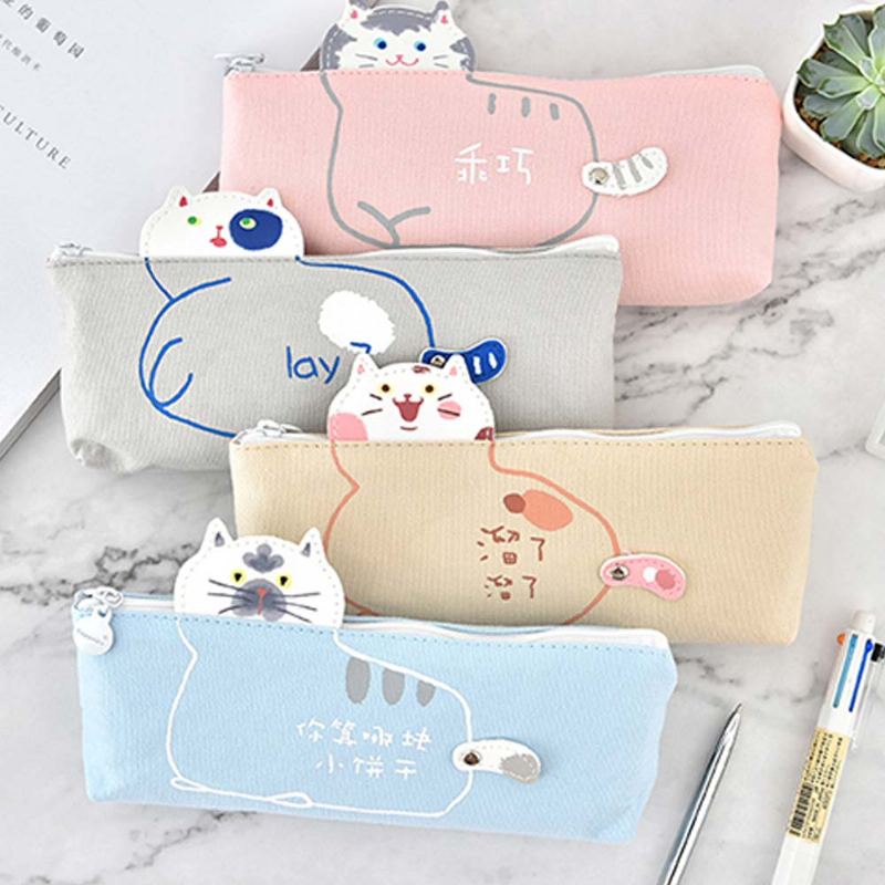 Lovely Shape Pencil Bag Vysoce Kvalitní Plátěné Látkové Pouzdro Na Tužky S Hladkým A Nositelným Zipem