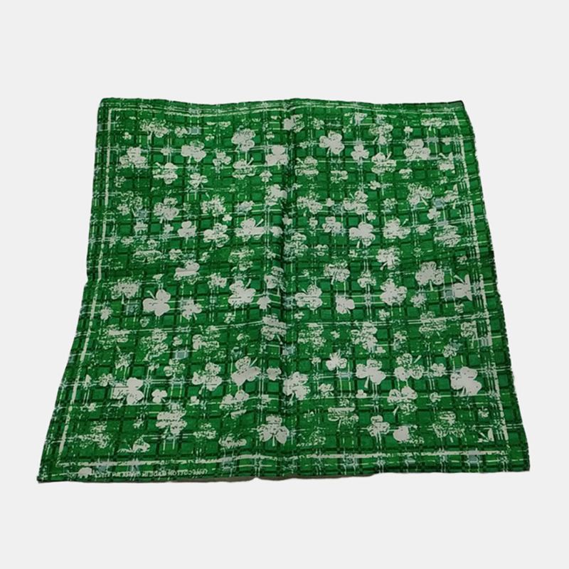 St. Patrick's Day Shamrock Šátek Bavlněný Zelený Vzor Turban Square