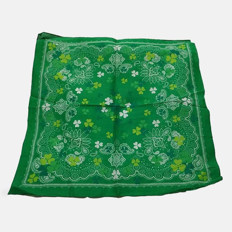 St. Patrick's Day Shamrock Šátek Bavlněný Zelený Vzor Turban Square